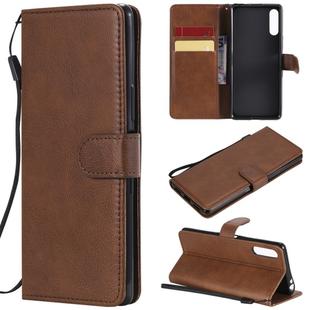 For Sony Xperia L4 Solid Color Horizontal Flip Protective Leather Case with Holder & Card Slots & Wallet & Photo Frame & Lanyard(Brown)