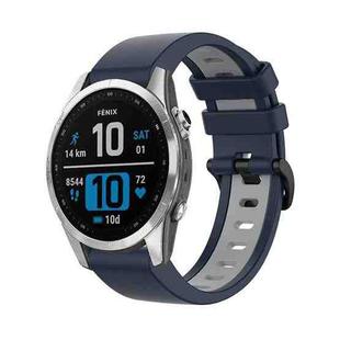 For Garmin Fenix 7 Pro 47mm Sports Two-Color Silicone Watch Band(Dark Blue+Grey)