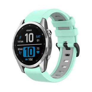 For Garmin Fenix 7 Pro 51mm Sports Two-Color Silicone Watch Band(Teal+Grey)