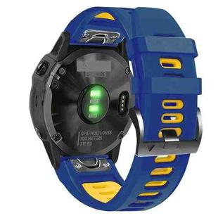 For Garmin Instinct 2X Solar Sports Two-Color Silicone Watch Band(Midnight Blue+Yellow)