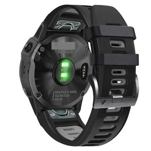 For Garmin Fenix 7 Pro 51mm Sports Two-Color Silicone Watch Band(Black+Grey)