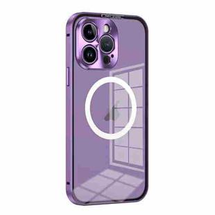For iPhone 12 Pro MagSafe HD Spring Buckle Metal Phone Case(Purple)