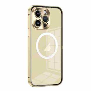 For iPhone 12 Pro MagSafe HD Spring Buckle Metal Phone Case(Gold)