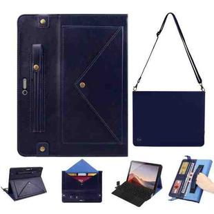 For Microsoft Surface Pro 4 / 5 / 6 / 7 Envelope Horizontal Flip PU Leather Case with Card Slots & Pen Slots & Holder & Wallet & Photo Frame & Shoulder Strap(Dark Blue)