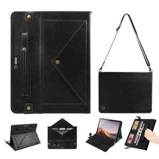 For Microsoft Surface Pro 4 / 5 / 6 / 7 Envelope Horizontal Flip PU Leather Case with Card Slots & Pen Slots & Holder & Wallet & Photo Frame & Shoulder Strap(Black)