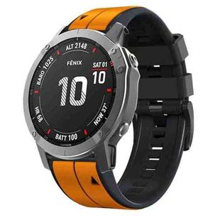 For Garmin Fenix 7 Pro 47mm Sports Two-Color Silicone Watch Band(Orange+Black)