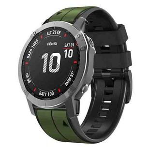 For Garmin Fenix 7 Pro 47mm Sports Two-Color Silicone Watch Band(Army Green+Black)