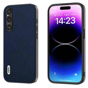 For Sony Xperia 1 V ABEEL Genuine Leather Luolai Series Phone Case(Dark Blue)