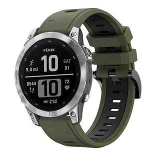 For Garmin Enduro 2 Sports Two-Color Silicone Watch Band(Army Green+Black)