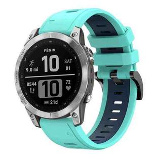 For Garmin Epix Pro 47mm Sports Two-Color Silicone Watch Band(Mint Green+Blue)