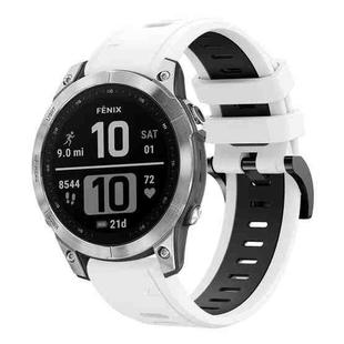 For Garmin Fenix 7 Pro 47mm Sports Two-Color Silicone Watch Band(White+Black)