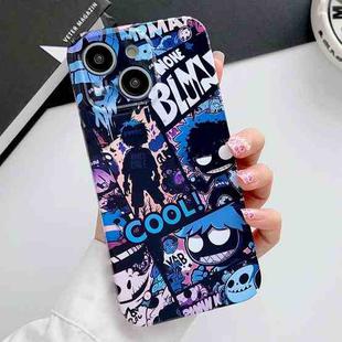 For iPhone 14 Plus Painted Pattern Precise Hole PC Phone Case(Purple Comics)