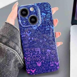 For iPhone 14 Plus Painted Pattern Precise Hole PC Phone Case(Blue Purple Graffiti)