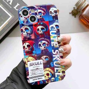 For iPhone 14 Painted Pattern Precise Hole PC Phone Case(Cute Skull)