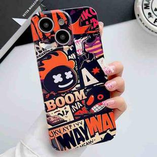 For iPhone 14 Painted Pattern Precise Hole PC Phone Case(Orange Comics)