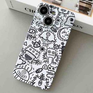 For iPhone 14 Painted Pattern Precise Hole PC Phone Case(Block Monster)