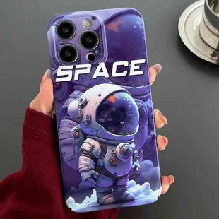 For iPhone 14 Pro Painted Pattern Precise Hole PC Phone Case(Purple Astronaut)