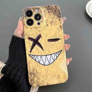For iPhone 13 Pro Painted Pattern Precise Hole PC Phone Case(Yellow Background Smiling)