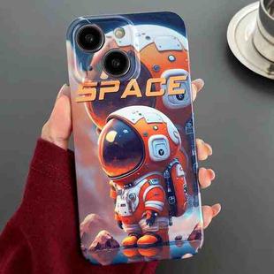 For iPhone 13 Painted Pattern Precise Hole PC Phone Case(Orange Astronaut)
