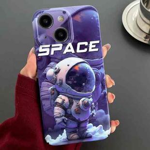 For iPhone 13 Painted Pattern Precise Hole PC Phone Case(Purple Astronaut)