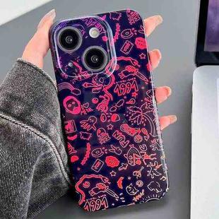 For iPhone 13 Painted Pattern Precise Hole PC Phone Case(Black Red Graffiti)