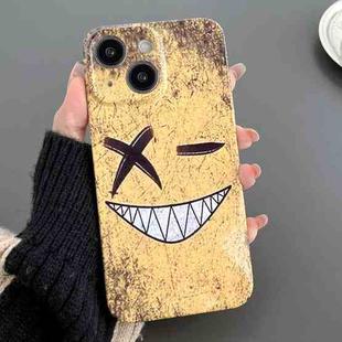 For iPhone 13 Painted Pattern Precise Hole PC Phone Case(Yellow Background Smiling)