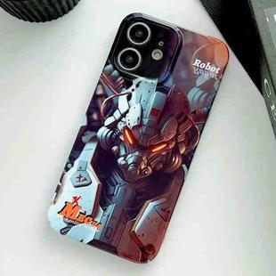 For iPhone 12 Painted Pattern Precise Hole PC Phone Case(Orange Robot)