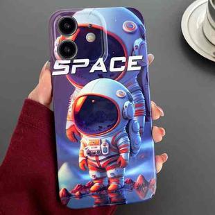 For iPhone 12 Painted Pattern Precise Hole PC Phone Case(Orange White Astronaut)