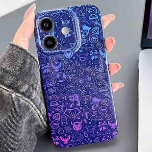 For iPhone 12 Painted Pattern Precise Hole PC Phone Case(Blue Purple Graffiti)