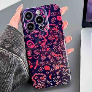 For iPhone 12 Pro Painted Pattern Precise Hole PC Phone Case(Black Red Graffiti)