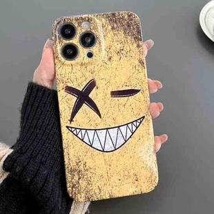 For iPhone 11 Pro Max Painted Pattern Precise Hole PC Phone Case(Yellow Background Smiling)