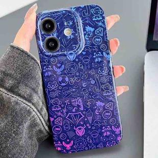 For iPhone 11 Painted Pattern Precise Hole PC Phone Case(Blue Purple Graffiti)
