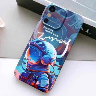 For iPhone X / XS Painted Pattern Precise Hole PC Phone Case(Blue Paint Astronaut)