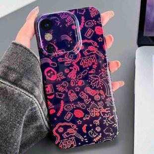 For iPhone X / XS Painted Pattern Precise Hole PC Phone Case(Black Red Graffiti)