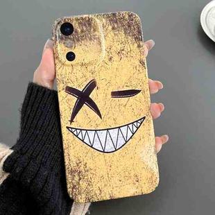 For iPhone X / XS Painted Pattern Precise Hole PC Phone Case(Yellow Background Smiling)