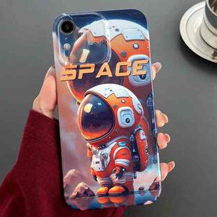 For iPhone XR Painted Pattern Precise Hole PC Phone Case(Orange Astronaut)