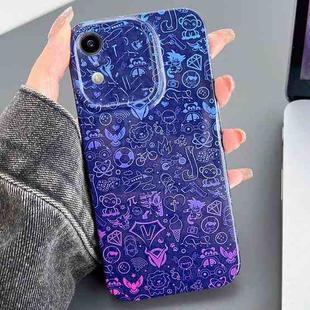 For iPhone XR Painted Pattern Precise Hole PC Phone Case(Blue Purple Graffiti)