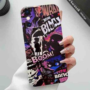 For iPhone XS Max Painted Pattern Precise Hole PC Phone Case(Comics Umbrella Boy)