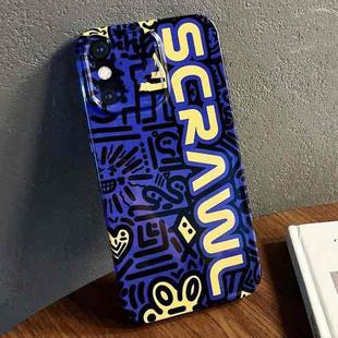 For iPhone XS Max Painted Pattern Precise Hole PC Phone Case(Blue SCR)