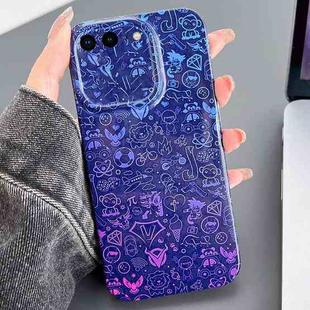 For iPhone 8 Plus / 7 Plus Painted Pattern Precise Hole PC Phone Case(Blue Purple Graffiti)