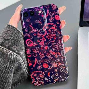 For iPhone 8 Plus / 7 Plus Painted Pattern Precise Hole PC Phone Case(Black Red Graffiti)