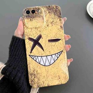 For iPhone 8 Plus / 7 Plus Painted Pattern Precise Hole PC Phone Case(Yellow Background Smiling)