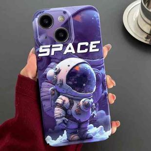 For iPhone 15 Painted Pattern Precise Hole PC Phone Case(Purple Astronaut)