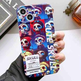 For iPhone 15 Painted Pattern Precise Hole PC Phone Case(Cute Skull)