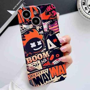 For iPhone 15 Painted Pattern Precise Hole PC Phone Case(Orange Comics)