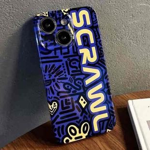 For iPhone 15 Painted Pattern Precise Hole PC Phone Case(Blue SCR)