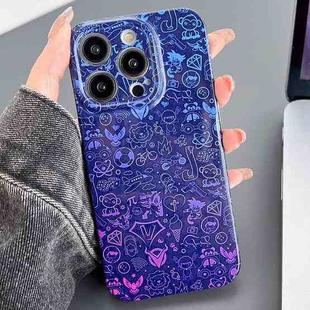 For iPhone 15 Pro Painted Pattern Precise Hole PC Phone Case(Blue Purple Graffiti)