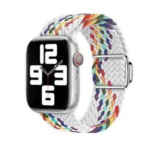 For Apple Watch 3 38mm Nylon Loop Magnetic Buckle Watch Band(White Rainbow)