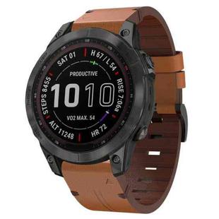 For Garmin Epix Pro 47mm Leather Steel Buckle Watch Band(Brown)