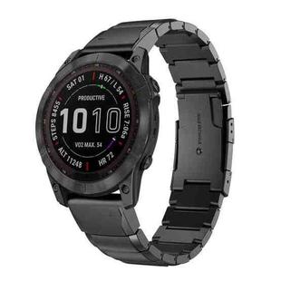 For Garmin Fenix 7 Pro 51mm Tortoise Shell Stainless Steel Watch Band(Black)